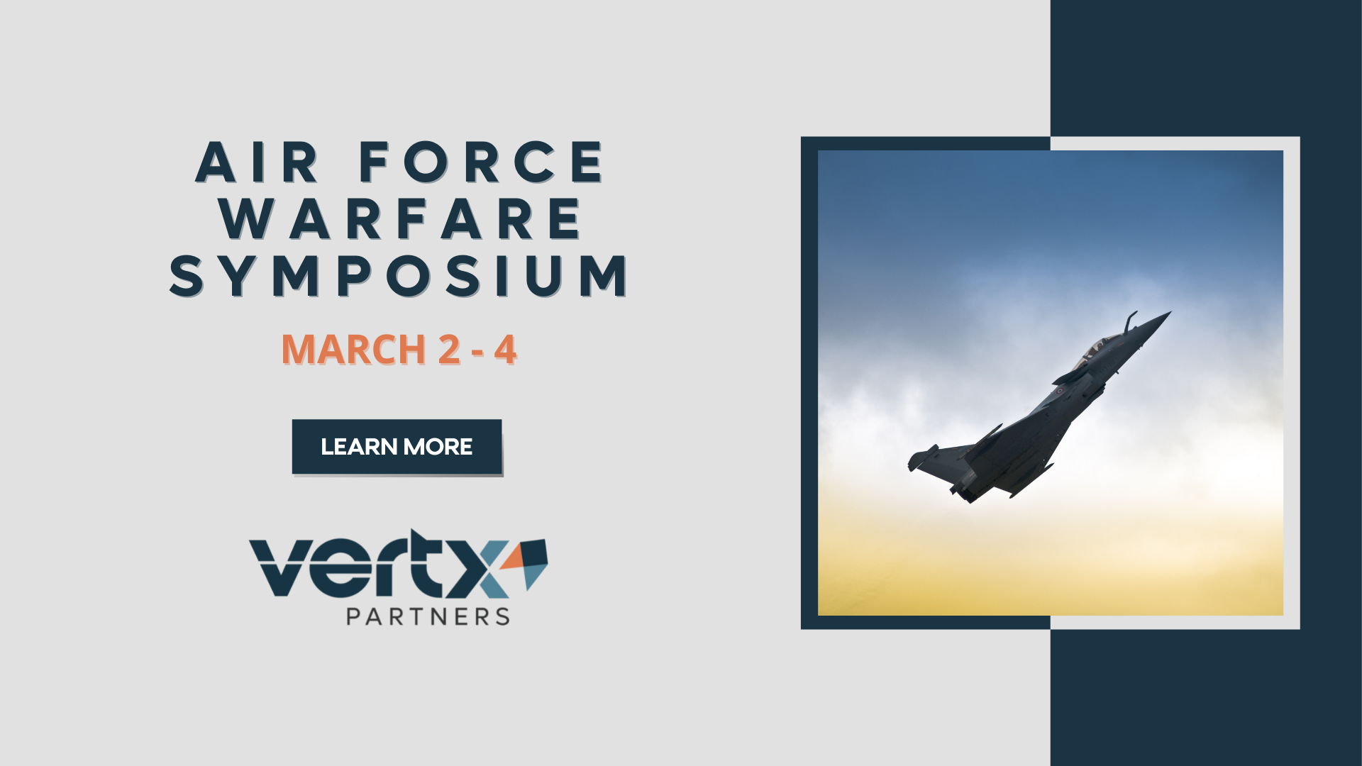 Graphic about an upcoming event in March with a fighter jet on it.