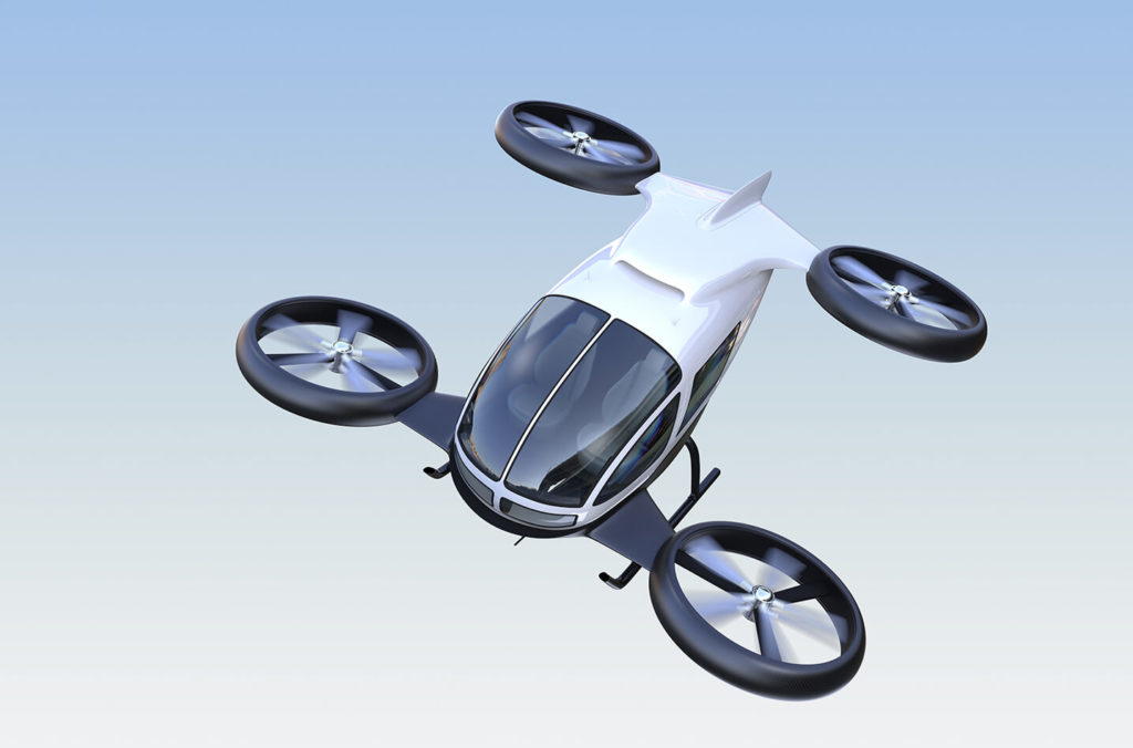 A flying drone that's large enough to transport individuals in low-altitude.