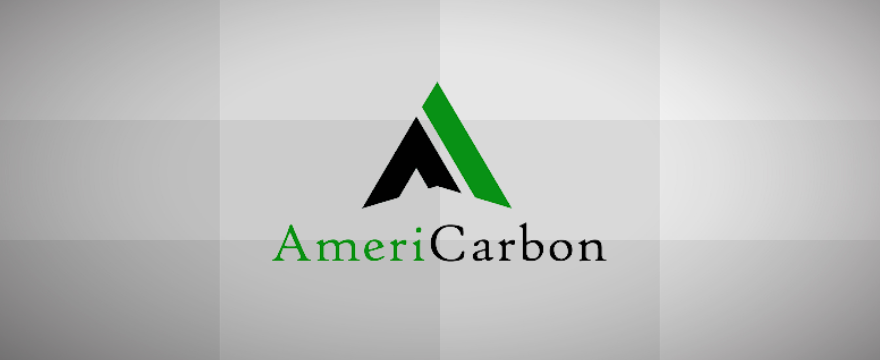 A graphic with the AmeriCarbon logo and a checkered background.