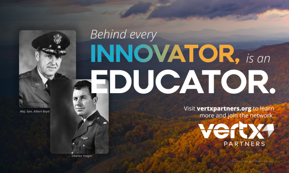 Image that reads, "Behind every innovator is an educator."