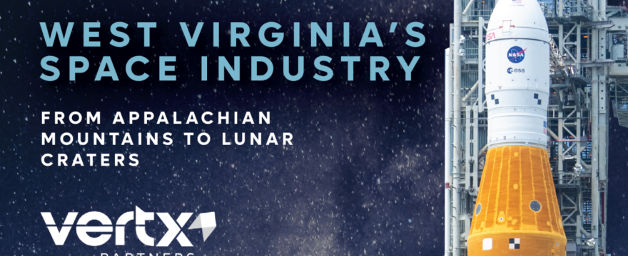 Image reading, "West Virginia's Space Industry: From Appalachian Mountains to Lunar Craters"