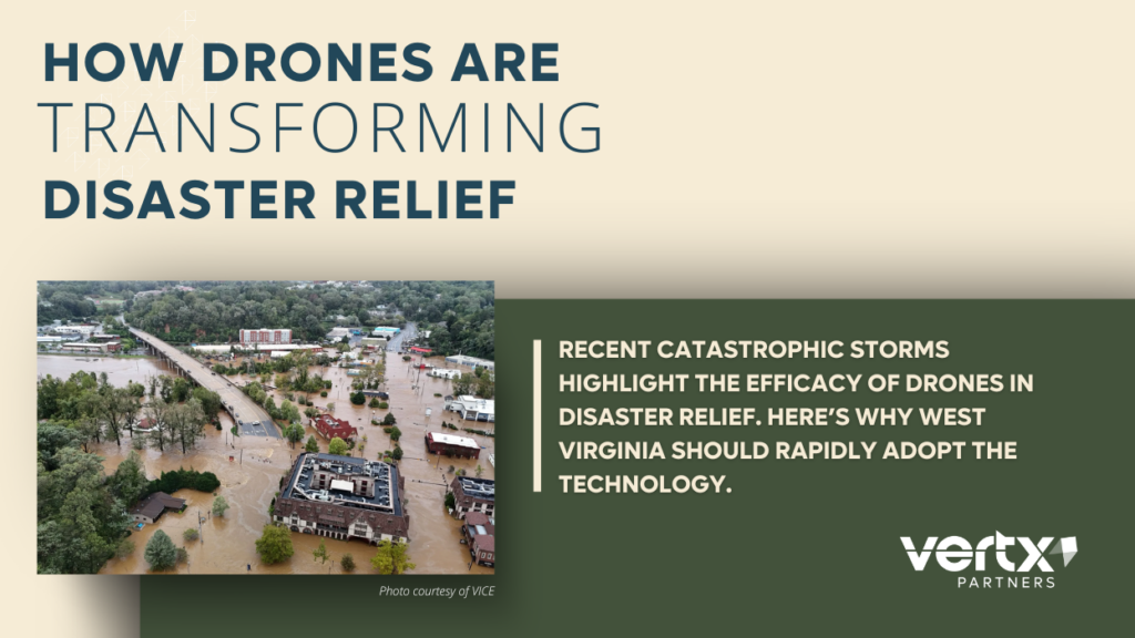 Image reading, "How Drones Are Transforming Disaster Relief"