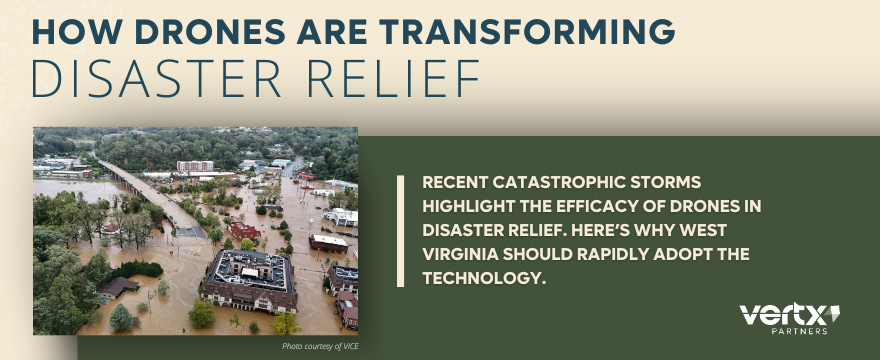 Image reading, "How Drones Are Transforming Disaster Relief"