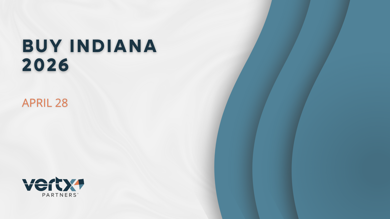 This graphic has the title Buy Indiana 2026 with the date April 28th under it and 3 medium blue lines to the right of it